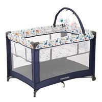 Pamo Babe Playard w/ Mattress  Toy Bar - Blue