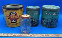 Vintage Black Americana Coffee, Lard & Sugar Tins