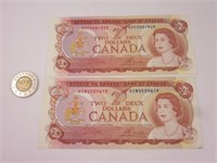 2 billets 2$ Canada 1974