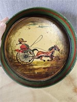 Peter Ompir Folk Art Tole Tray Race Horse