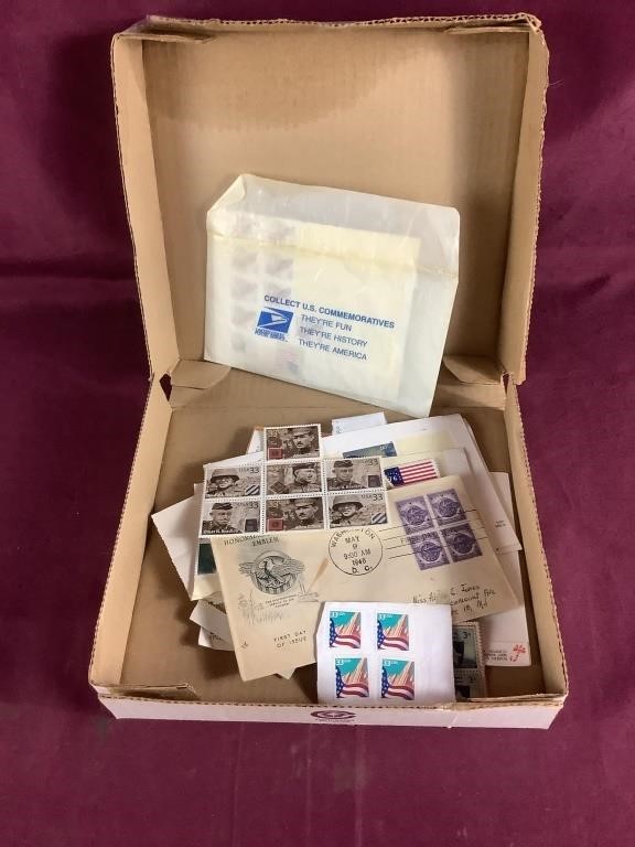 Box With Assorted Stamps, Some Vintage