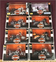 8 NIB Harley Davidson Die Cast Replica Motorcycles