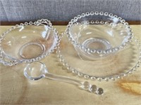 Candlewick Glass Mayonaise Bowl & Spoon etc