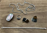 Sterling Chain & Artist Earrings & Sparkling