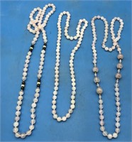 Three Necklaces Of Pink Quartz Beads