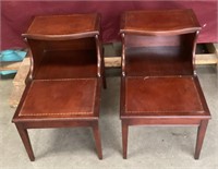 Nice Vintage Mahogany Leather Top End Tables
