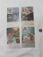 4 cartes postales vintage WWI,  1914-1918