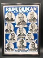 Framed 16x22” 1928 Republican Candidates Poster