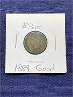 1889 Indian head penny coin