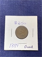 1889 Indian head penny coin