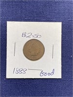 1888 Indian head penny coin