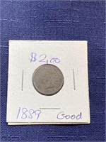1889 Indian head penny coin