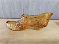 Vintage Amber Glass Slipper Shoe