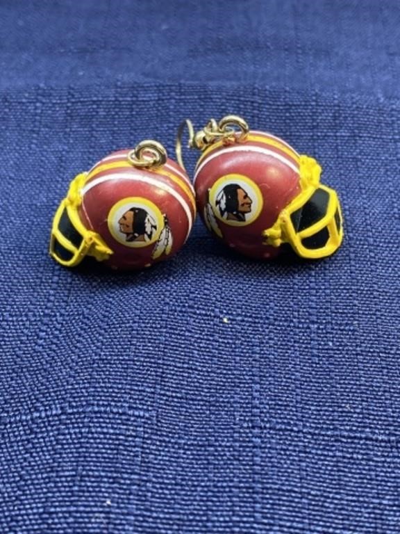 Washington football earrings with one pin missing