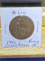 1912 uk Great Britain penny coin