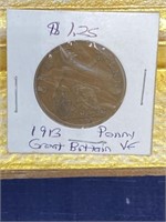 1913 uk Great Britain penny coin