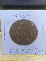 1915 uk Great Britain penny coin