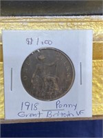 1918 uk Great Britain penny coin