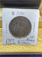 1917 uk Great Britain penny coin