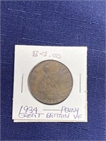 1934 uk Great Britain penny coin