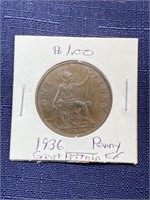 1936 uk Great Britain penny coin