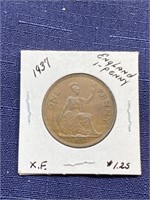 1937 uk Great Britain penny coin