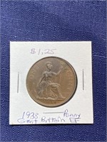 1938 uk Great Britain penny coin