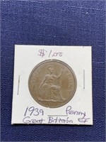 1939 uk Great Britain penny coin