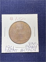 1961 uk Great Britain penny coin