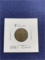 1891 Indian head penny coin