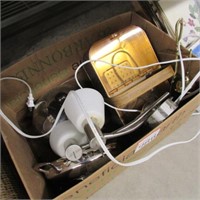 BOX OF LAMPS, & MISC