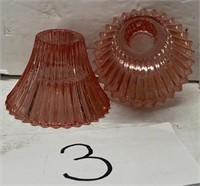 Vintage pink / dusty rose glass candle holders