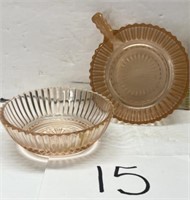 (2) small pink depression glass bowls