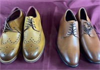 2 Pairs of Men's Brown Leather Dress Shoes, Size 9