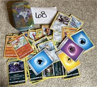 Lot of 80 POKEMON cards & tin; Collectible Cards