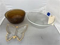 4 pcs-Glass Butterfly Dish Fireking Mixing Bowls