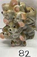 Vintage whimsical cute mice piggy bank stacked