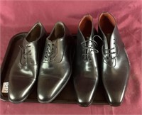 2 Pairs of Men's Black Leather Dress Shoes