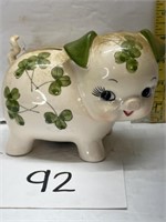 Vintage lefton ceramic shamrock pig