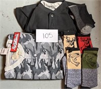 Men’s new clothing lot; mixed sizes; socks