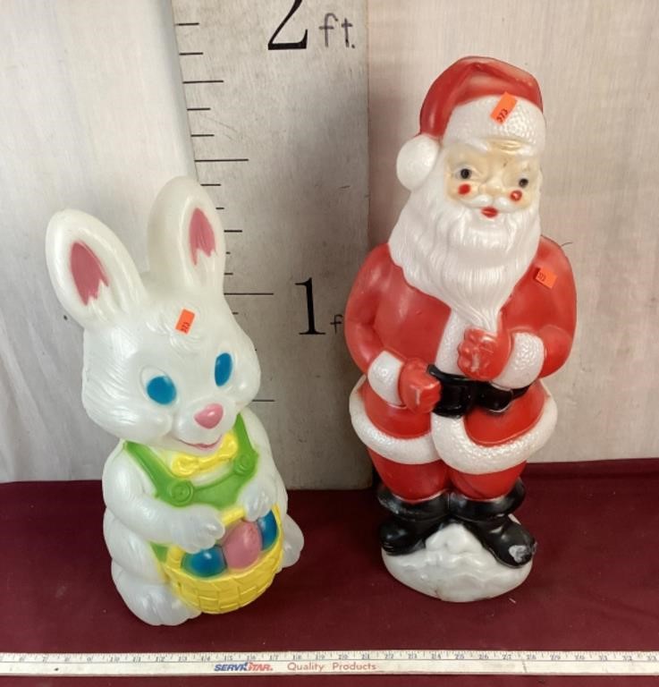 Vintage Blow Molds, Santa Claus & Easter Bunny
