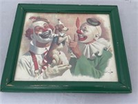 Framed Circus Clown Print 10" x 12"