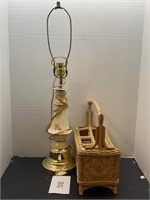 Vintage lamp and magazine basket