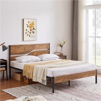 VECELO Full Platform Bed Frame/Mattress