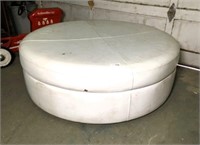 White Round Vinyl Ottoman