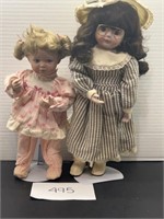 (2) collectible vintage porcelain dolls