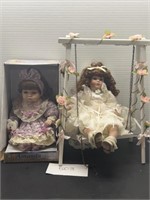 (2) collectible vintage porcelain dolls