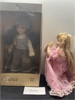 (2) collectible vintage porcelain dolls