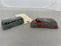 2 Tootsietoys-Tanker & Bus-missing some paint