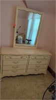 ANTIQUE WHITE BEDROOM SET WITH 2 DRESSERS